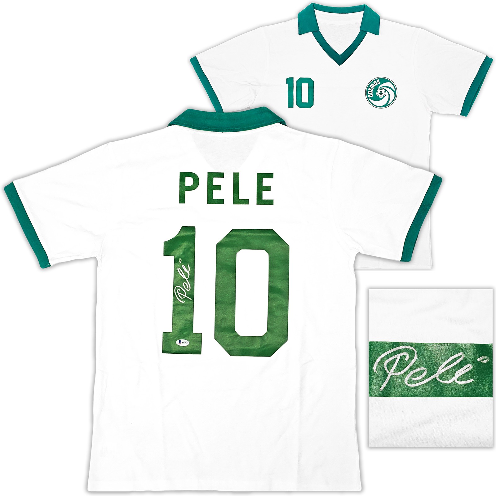 New York Cosmos Pele Autographed Signed White Jersey Beckett BAS