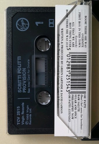 Scritti Politti - Provision Original 1988 Virgin Cassette Tape - Picture 2 of 3