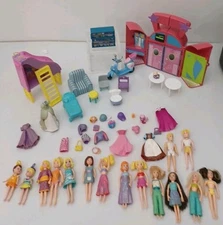 VTG Polly Pocket Lot Real Hair + Boy dolls + clothing + Furniture 1990s 2000s 👀