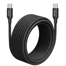 Durable 15FT USB-C Charging Cable - PD 60W Fast Charge for All Devices - Black