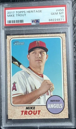Mike Trout 2017 Topps Heritage Baseball HIGH # SP Card #450 PSA 10 GEM MT Angels