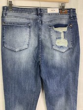 Judy Blue Relaxed Fit Distressed Back Pocket Jeans Dark Blue Stretch Size 13/31