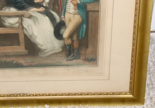 Antigua impresión litográfica victoriana en color George Washington? Marco estampado firmado - Imagen 7 de 17