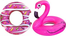 Giant Inflatable Flamingo Ring Donut Rubber Swimming Pool Beach 36 to 48 inch