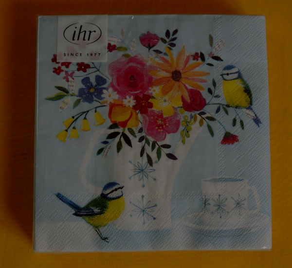 20 Servietten Blumen Kanne Tasse Meisen Packung Ovp Motivservietten VöGel Ihr-image