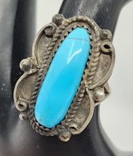 Native American Nice Blue Turquoise Sterling Silver Ring Size 8