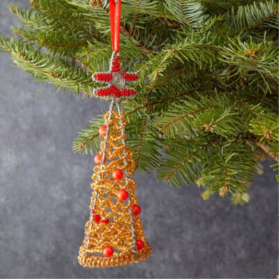 Maasai Beads Gold Decorative Tree Christmas Ornament