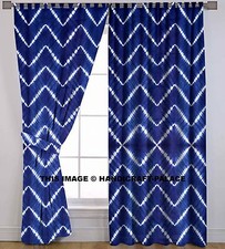 2 PC Tende A Vela Design Onde Indiane In Cotone Shibori Con Passanti