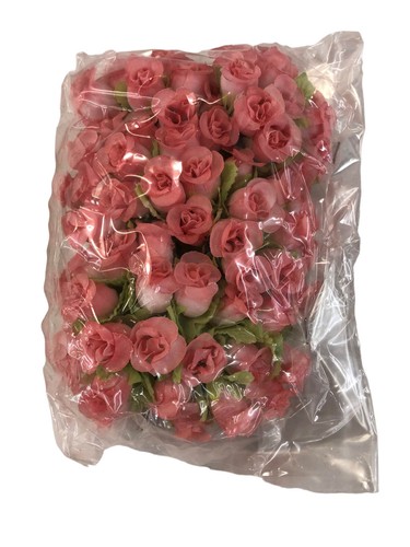 72 BOCCIOLI DI ROSA CON GAMBO E FOGLIE CM 2 FIORI PER BOMBONIERE IN STOFFA - Imagen 10 de 13
