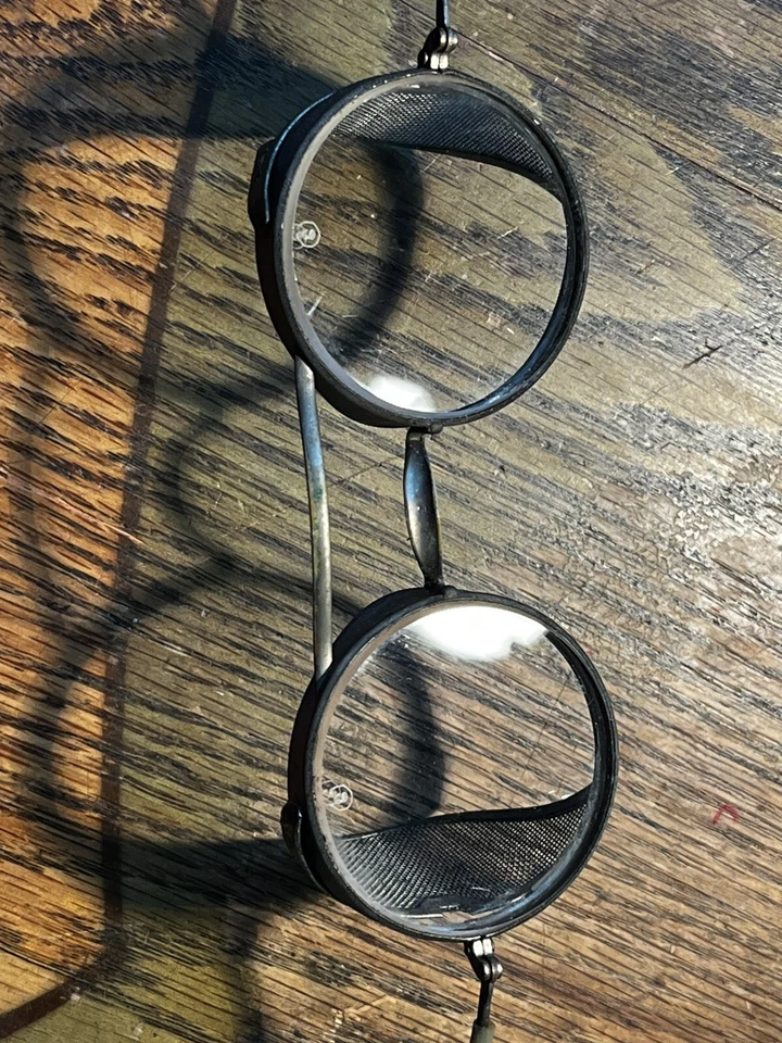 老式 30 年代 40 年代皮革安全眼镜护目镜摩托车蒸汽朋克 Bausch? — 第 4/4 张图片