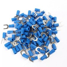 Insulated Fork Spade U-Type Wire Electrical Crimp Terminals Blue Butt Connectors