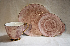 Vintage Royal Albert Teacup and Snack Plate Gossamer Marble (Pink)