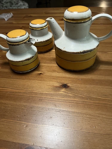 Midwinter Stonehenge Sun Tea Coffee Pot Creamer Sugar Mid century modern 
