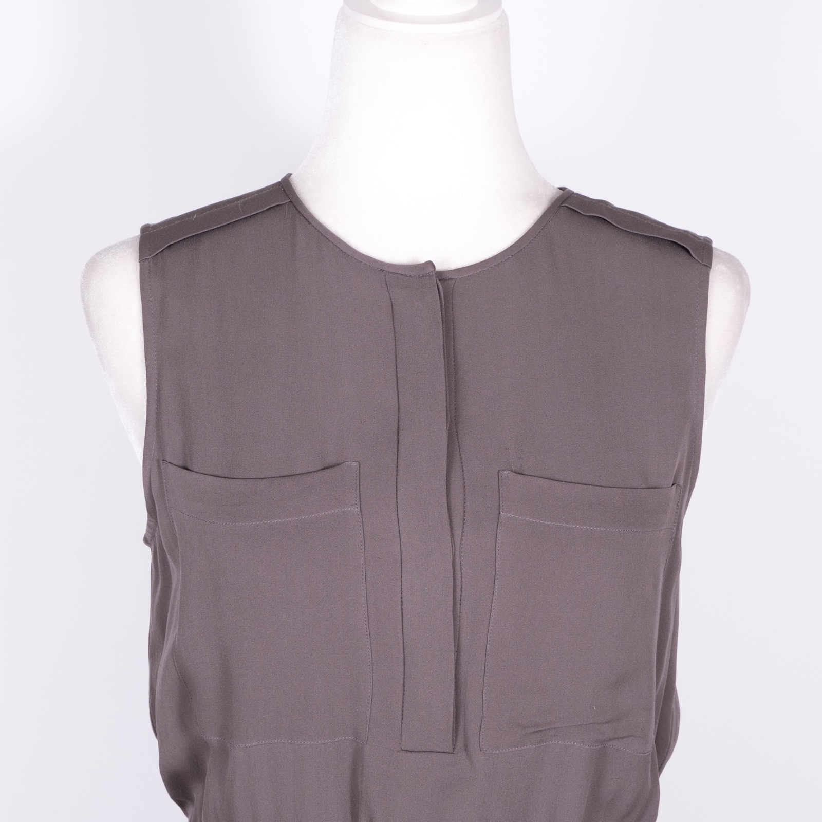 Theory Gray Silk Tailored Half Buttoned Sheath Sl… - image 2