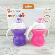 MUNCHKIN - Click Lock - 7oz Bite Proof, Soft Spout Sippy Cup - Pink/Purple, 2 Pc