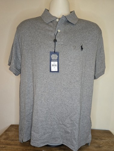 Polo Ralph Lauren Herren Lrg klassische Passform kurzärmliges graues Poloshirt UVP $ 75 neu mit Etikett