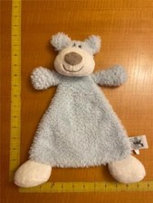 2016 Nat Jules Blue White Puppy Dog Rattle Plush Cozies Security Blanket Lovey