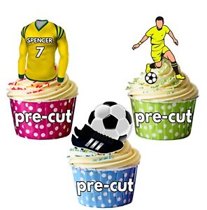 PRECUT Personalised Football Party  Pack Cake Toppers 