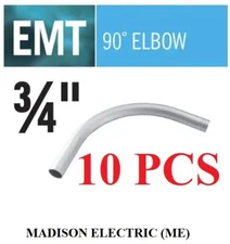 (10PK) 3/4 in. 90 Degree ME Electric Conduit Wire Metallic Tube EMT Elbow 3/4"