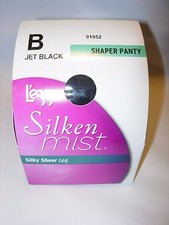 WOMENS L'EGGS LEGGS SHEER JET BLACK PANTYHOSE SHAPER STOCKINGS NYLONS SIZE B