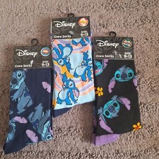 Disney LILO  STITCH Unisex Socks 3 Pair Multi Colors Stretchy Size 9-13