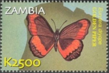 Zambia #SG896b MNH 2002 Butterflies Golden Piper 990b