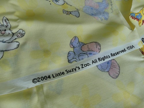 Suzy's Zoo Fabric Yellow Baby Animals Giraffe Elephant Remnant 2004 - Picture 4 of 5