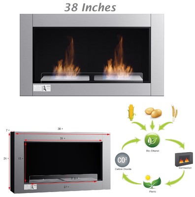 Faux Fireplace Ethanol Wall Mount Fireplace Insert 38 Inch Bio