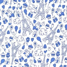 MICHAEL MILLER "PETITE PARIS" CX6554 Blue the 1/2 yard