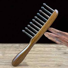 Handmade Natural Sandalwood Wide Tooth Comb for Head Scalp Meridian Massage
