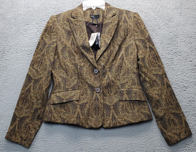 Grace Elements Blazer Jacket Women's 4 Multi Tapestry Paisley Notch Lapel Collar