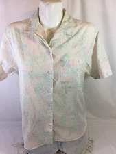 Jantzen Women Multiple Color Floral Button Up Shirt Made In U.S Size10 S Bin36#3
