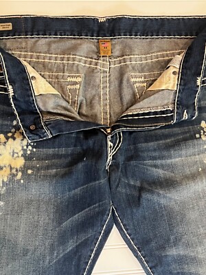 True Religion Men's Ricky Super T Size 44 x 30 Denim Blue Jeans