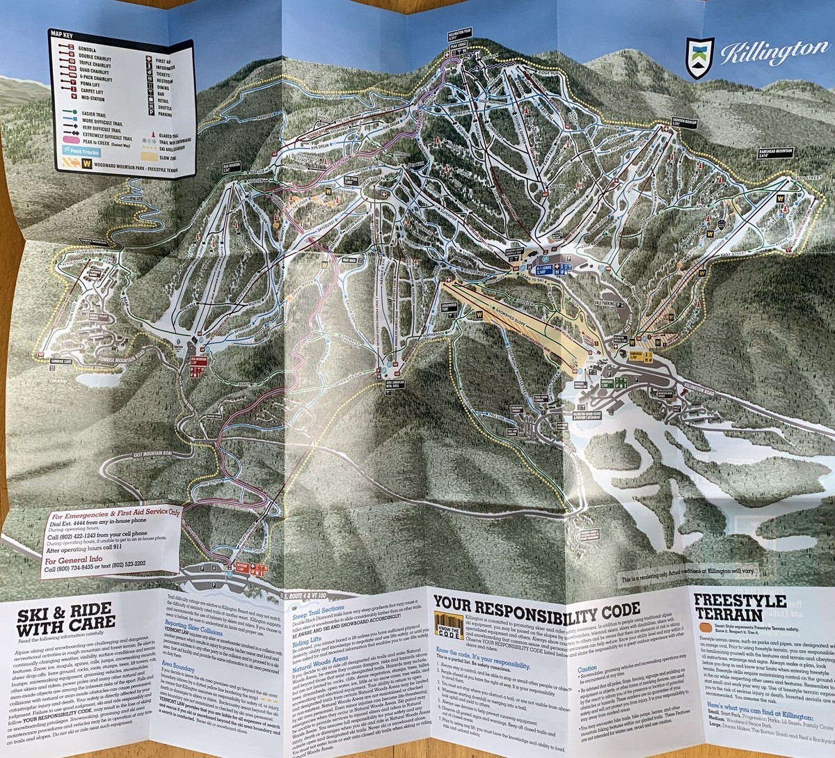 2021-2022 KILLINGTON Resort Ski Trail Map Vermont
