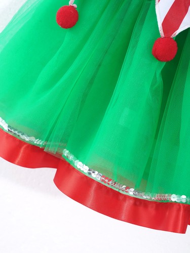 Niños Niñas Elfo de Navidad Disfraz Cosplay Lentejuelas Figura Patinaje Baile Vestido Set - Imagen 20 de 28