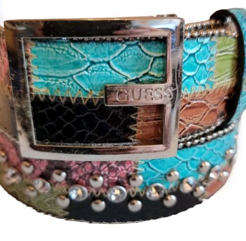 Guess Womens XL Studded Rhinestone Multi Color Belt Style 958006 - Picture 7 of 13