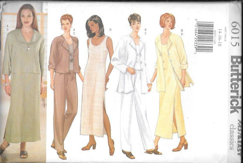 Vintage Butterick #6015 Misses' Jacket, Top, Dress & Pants - Size
