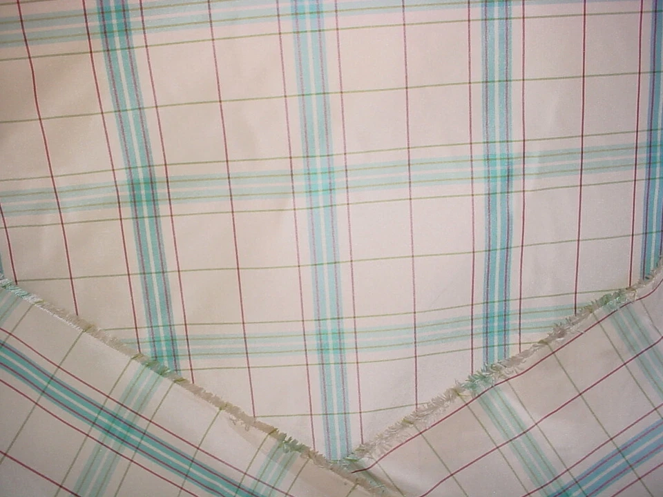 2-1/8Y GP & J Baker J0550 Clifton Check Sky Cream Silk Plaid Upholstery Fabric - Image 3 of 3