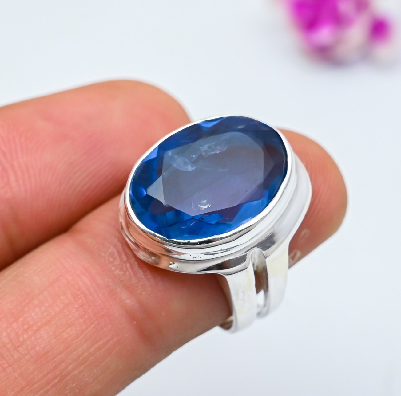 Beautiful Tanzanite Gemstone 925 Sterling Silver Ring Handmade Jewelry Ring Gift