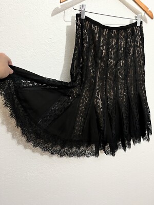 Ann Taylor 2p Black Lace Flounce Dark Coquette Fairy Whimsygoth Witchy Skirt