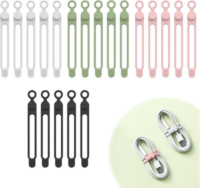 20 Stück Silikon-Kabelbinder, Wiederverwendbare Kabelbinder Draht-Organizer Mult