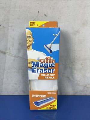 3X Mr. Clean Magic Cleaning Eraser Blue White Roller Mop Refill Type B Lot Of 3