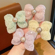 Children Princess Lovely Bow Hair Clip Sequins Pearl Girls Hair Card Accessories