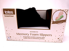 TOTES WOMEN'S TOASTIES MEMORY FOAM BLACK FAUX FUR SLIPPERS SIZE:XL 9.5-10  NIB