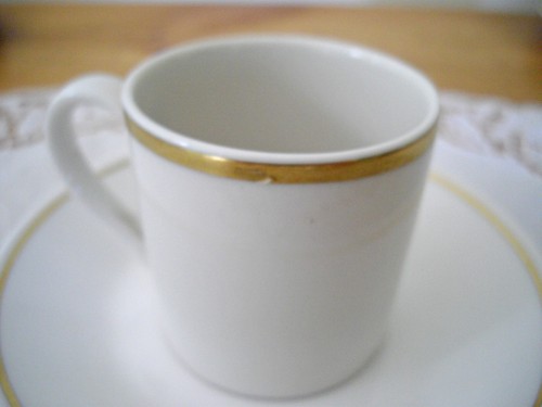 Vintage Syracuse China White Gold Demitasse Cup & Saucer ~ - Picture 3 of 9