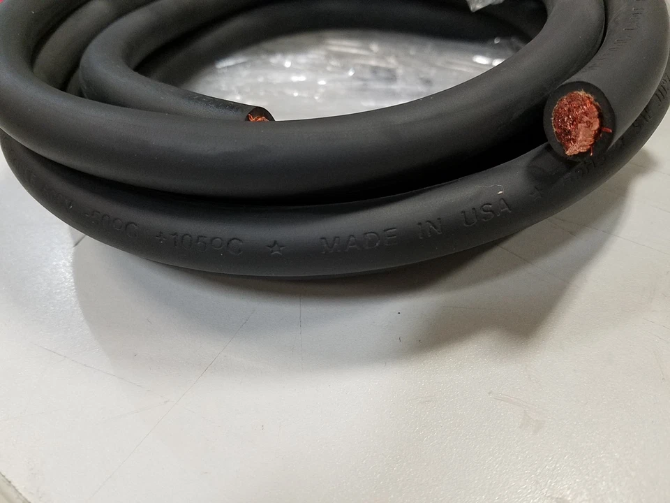 50' FUSS 1/0 AWG SCHWEISS-/BATTERIEKABEL SCHWARZ 600 V HERGESTELLT IN DEN USA KUPFER EPDM MANTEL - Bild 1 von 1