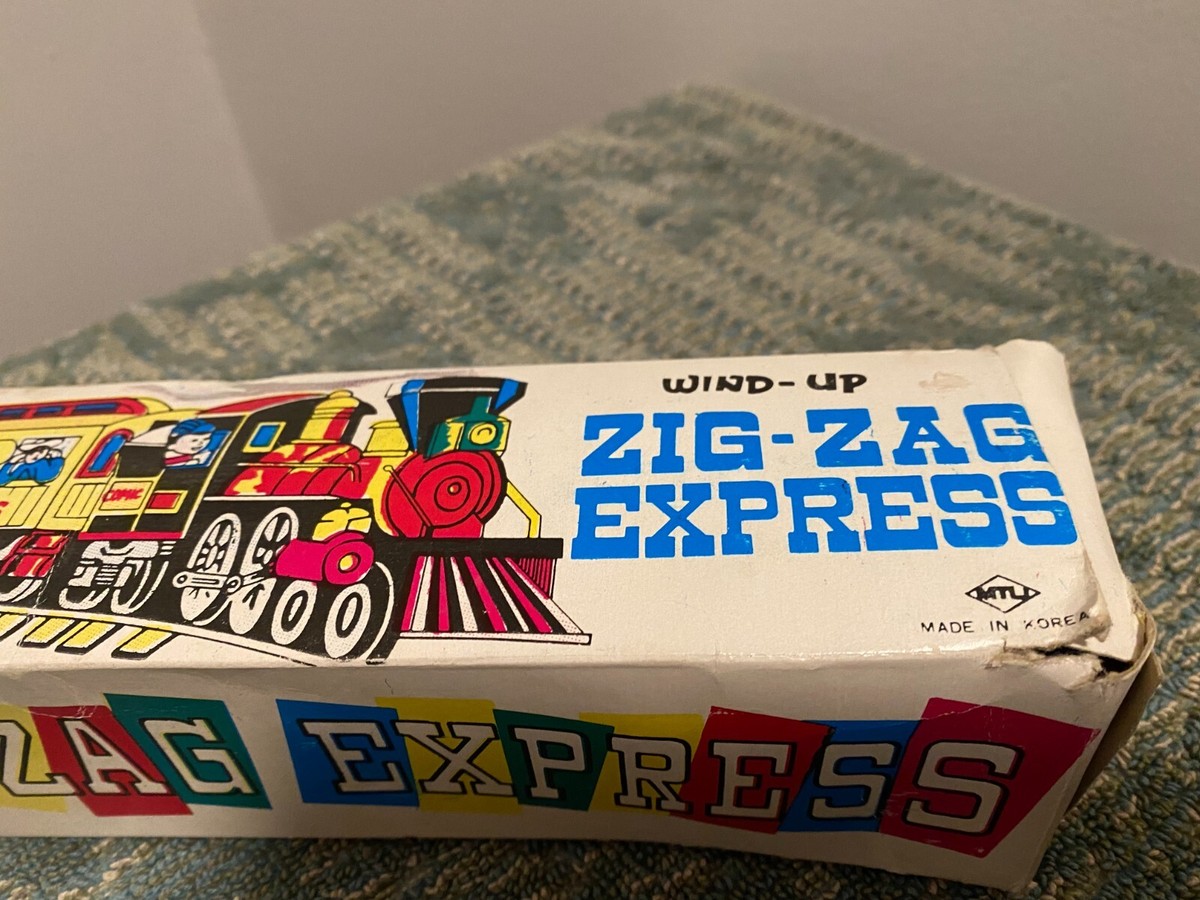 Wind Up ZIG-ZAG COMIC Western EXPRESS Tin Toy Train w/ Box Wind Up ZIG-ZAG COMIC Western EXPRESS Tin Toy Train w/ Box
