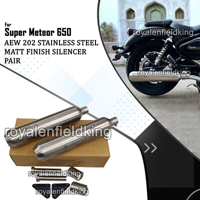 Für Royal Enfield Super Meteor 650 SS AEW TE 202 Auspuffdämpfer Paar Matt Finish