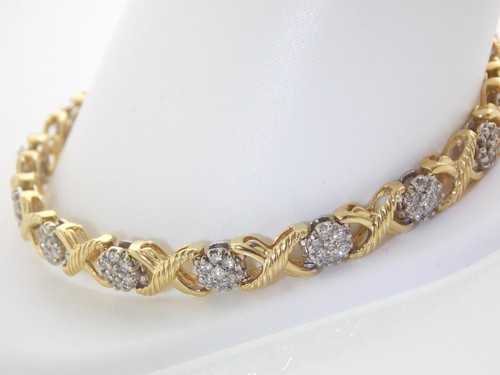LADIES VERY FINE 14K GOLD 'XOXOXO 2.25CTW DIAMOND TENNIS BRACELET 6.5mm 8 1/8" - Picture 3 of 12