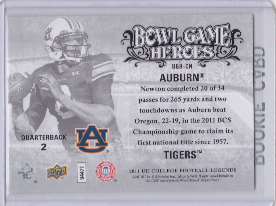 CAM NEWTON Auburn Tigers INSERT ROOKIE CARD Football BOWL GAME HEROES RC - Image 2 of 2